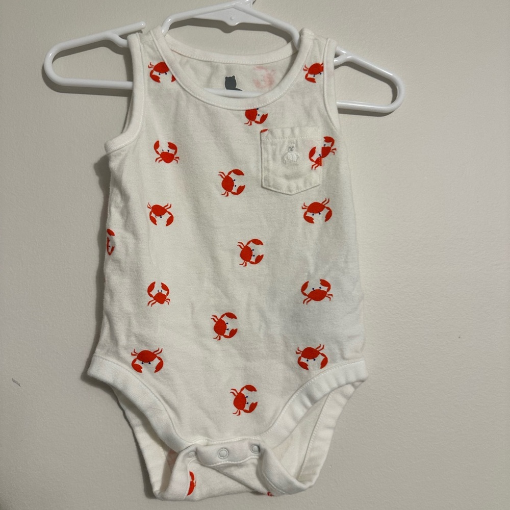 GAP White Baby Onesie with Red Crab Print